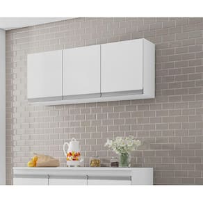 Armário Aéreo 3 Portas Andréia 120cm Branco - AJL Móveis