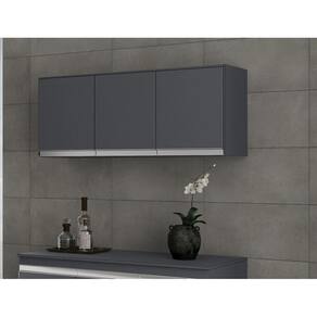 Armário Aéreo 3 Portas Andréia 120cm Cinza - AJL Móveis