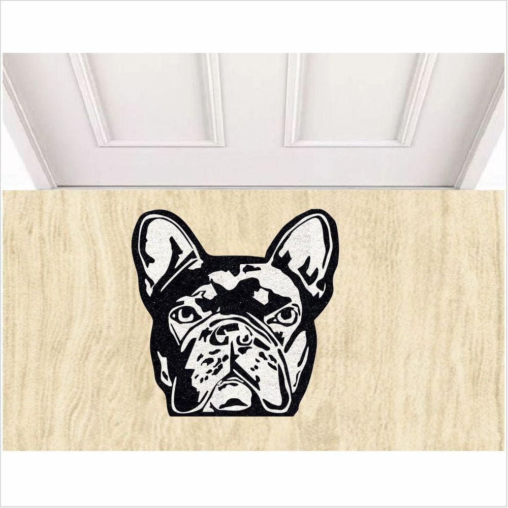 Tapete Vinil Rosto Do Cachorro Bulldog Antiderrapante.
