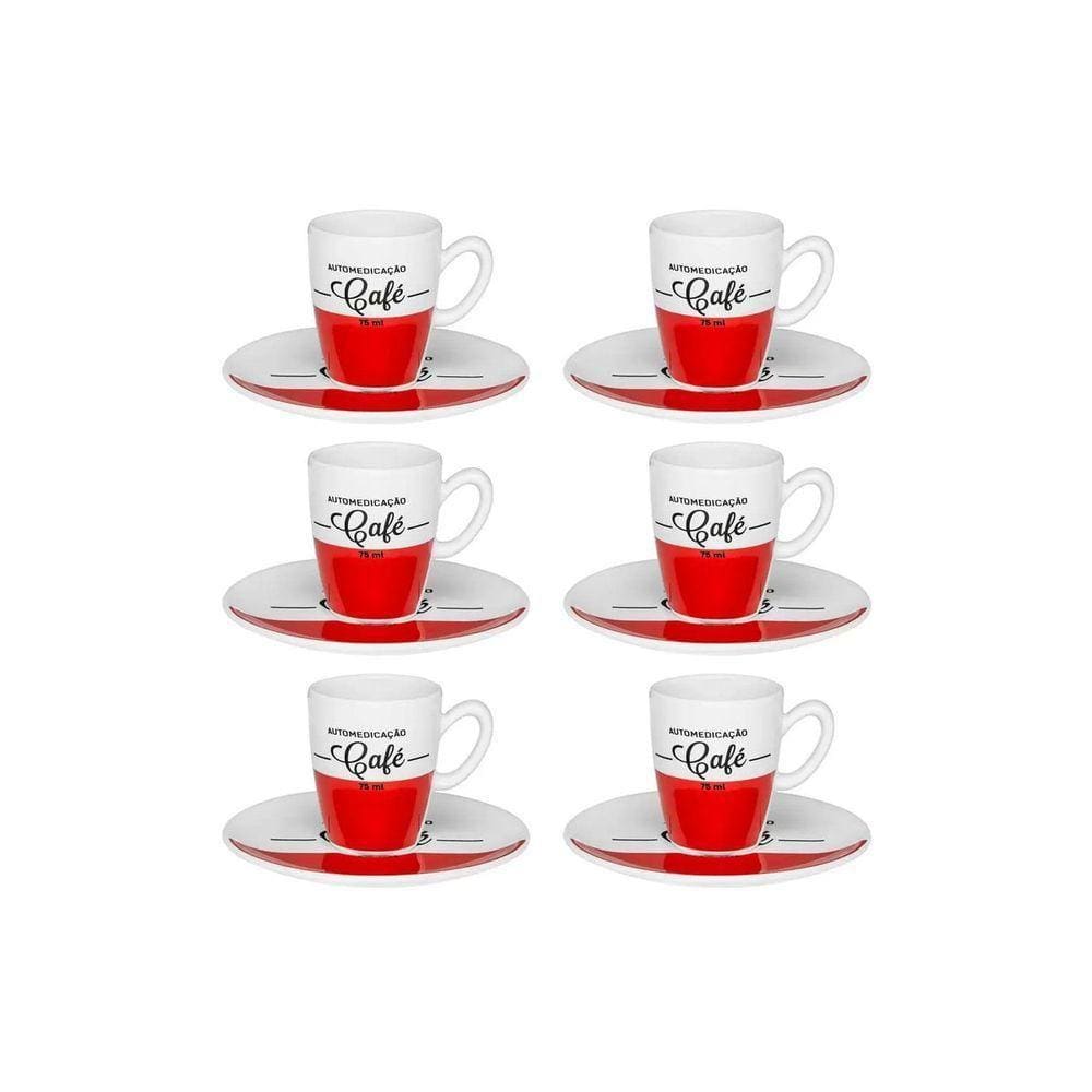 Conjunto De Café Expresso Cafeína 75ml 12pçs - Oxford