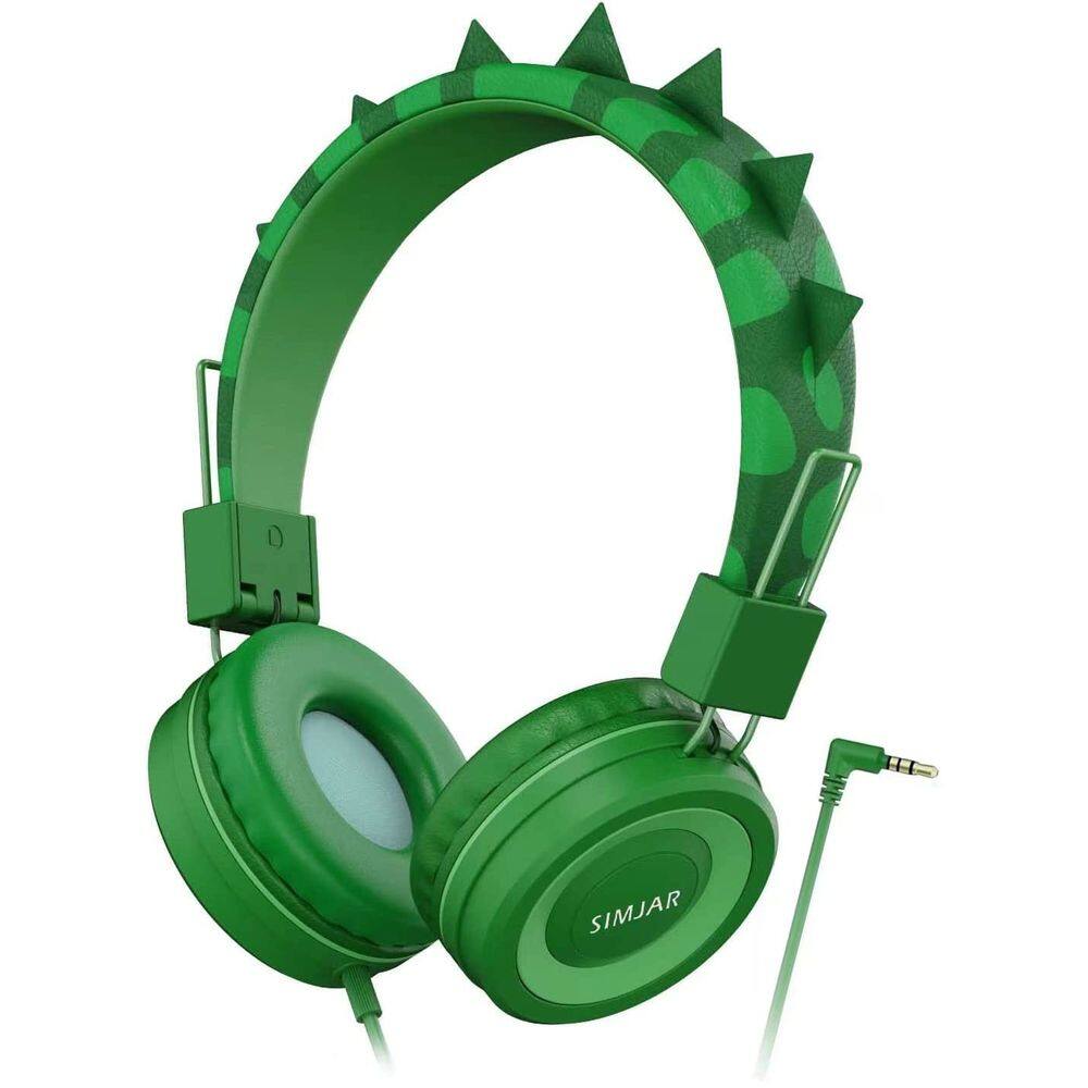 Fones de ouvido SIMJAR Dinosaur Kids com limitador de volume de microfone