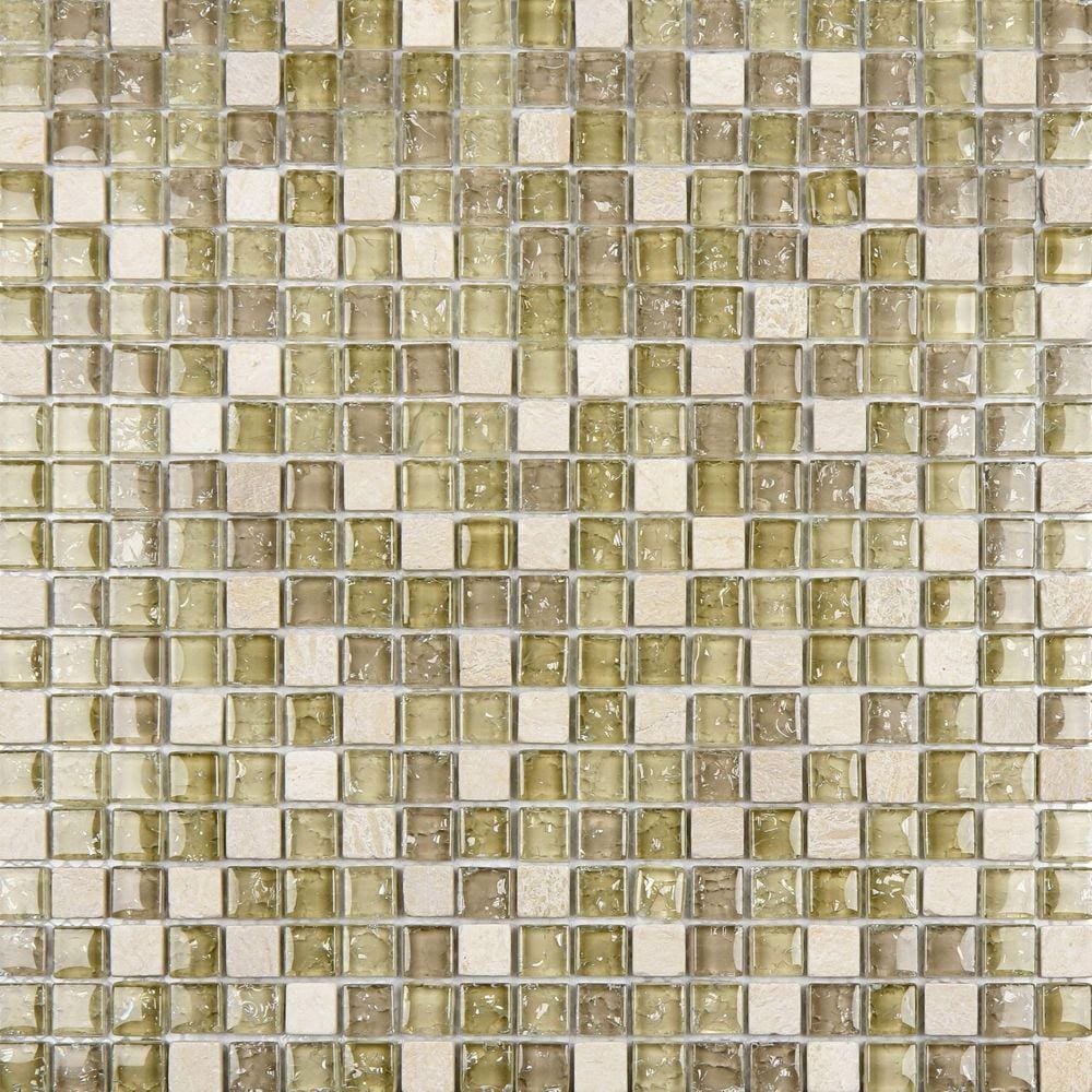 Pastilha de Mármore e Vidro30cmx30cm Glass Mosaic placas Bege