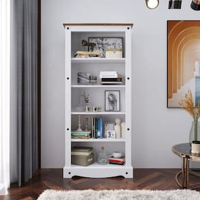 Estante para Livros Livreiro Organizador Multiuso de Madeira Branco/Nogal
