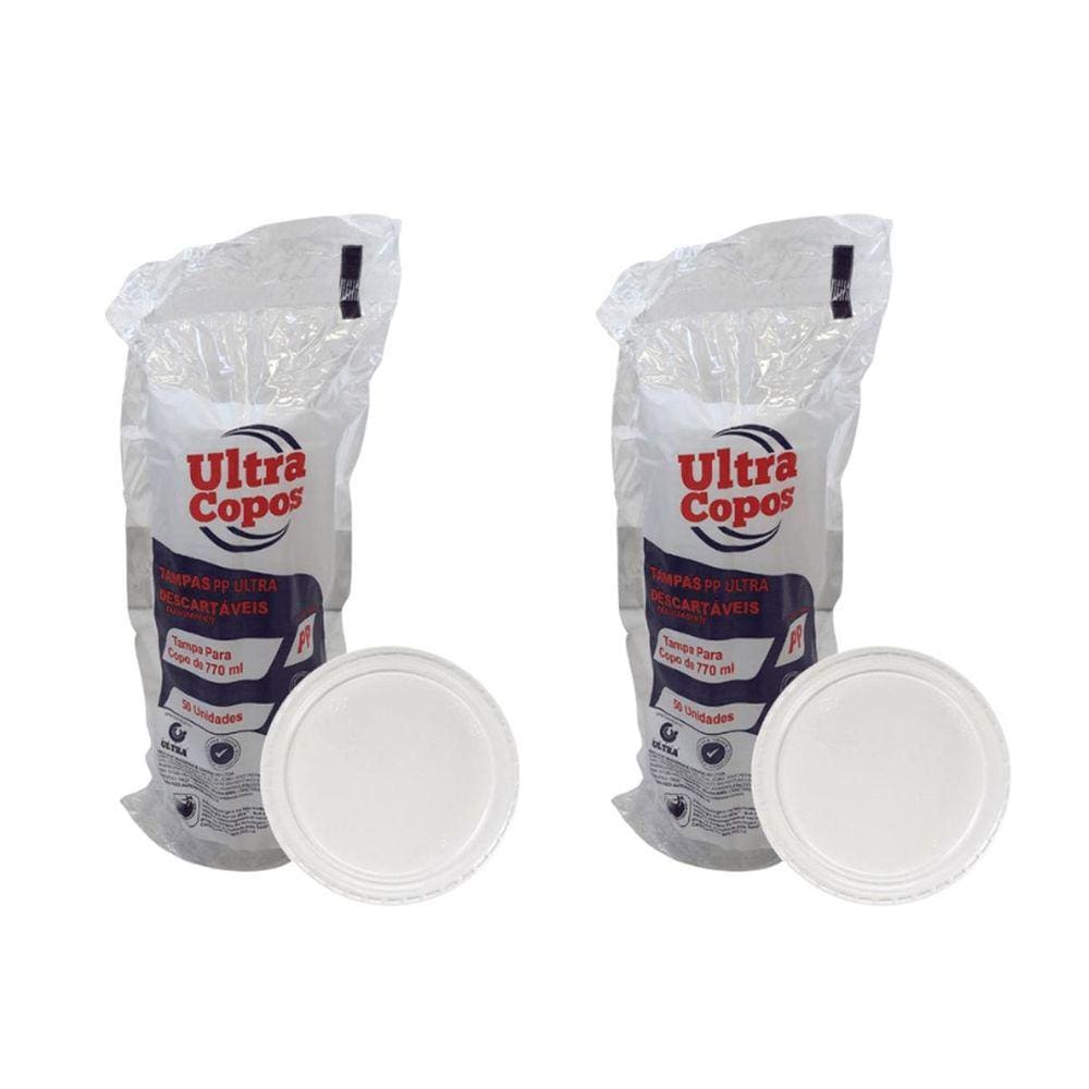 Tampa Para Copo 770Ml Transparente Sem Furo Pp C/100 Ultra