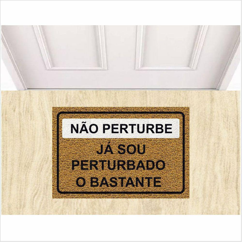 TAPETE Capacho Vinil Não perturbe Decorativo 60X40 cm Ouro.