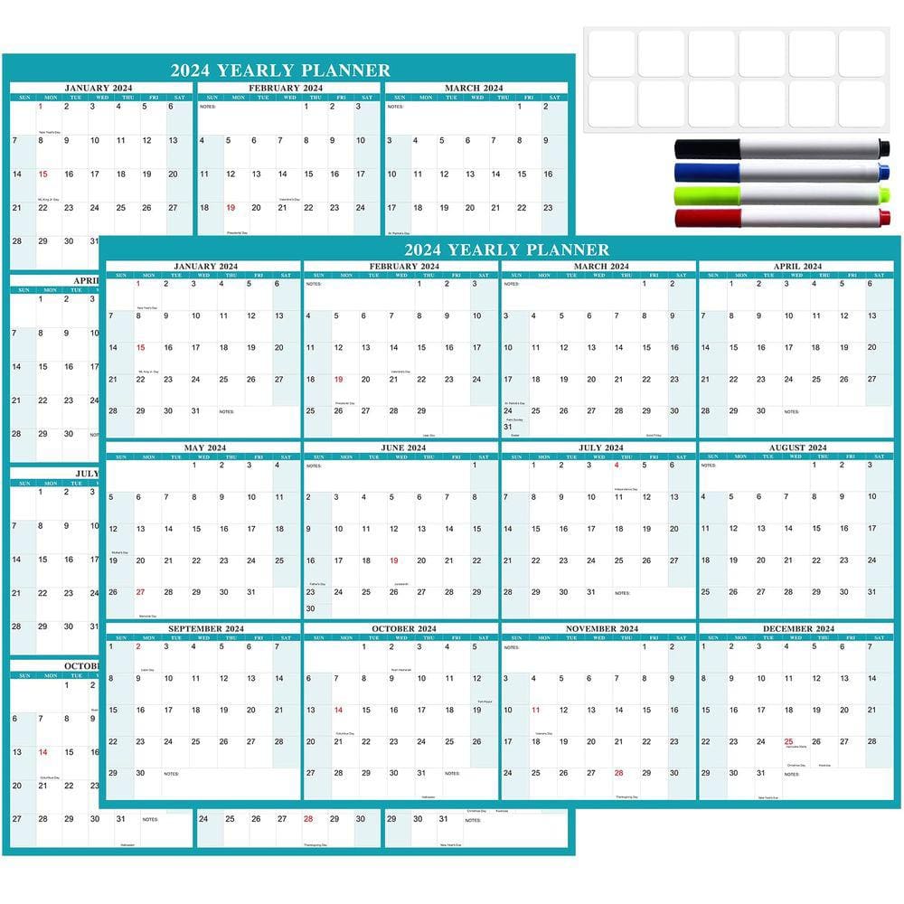 Calendário de parede lewis 2024 Erasable Wet & Dry Erase 80x120