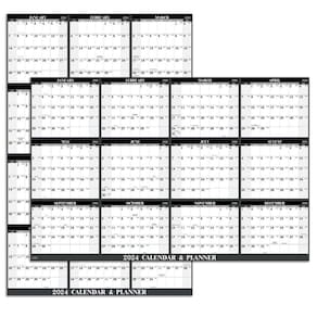 Calendário de apagamento a seco Artfan 2024 Yearly Wall 34,6 x 22,9 cm preto