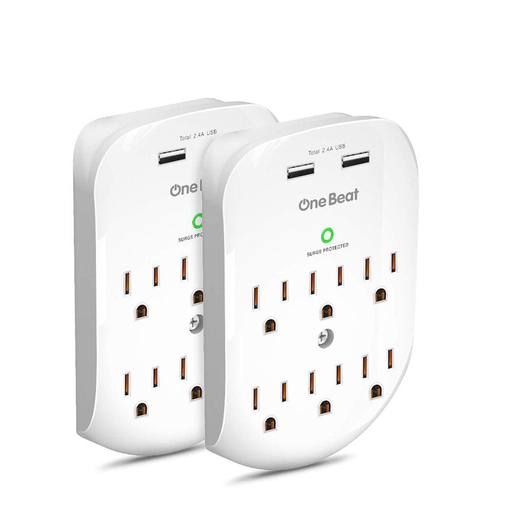 Protetor de sobretensão One Beat 6-Outlet com 2 portas USB 2.4A 490J ETL