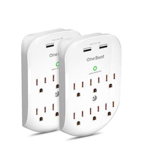 Protetor de sobretensão One Beat 6-Outlet com 2 portas USB 2.4A 490J ETL