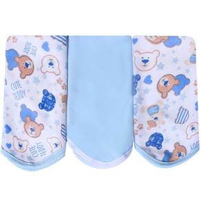 Kit Toalhinha De Boca Malha Para Bebê Azul
