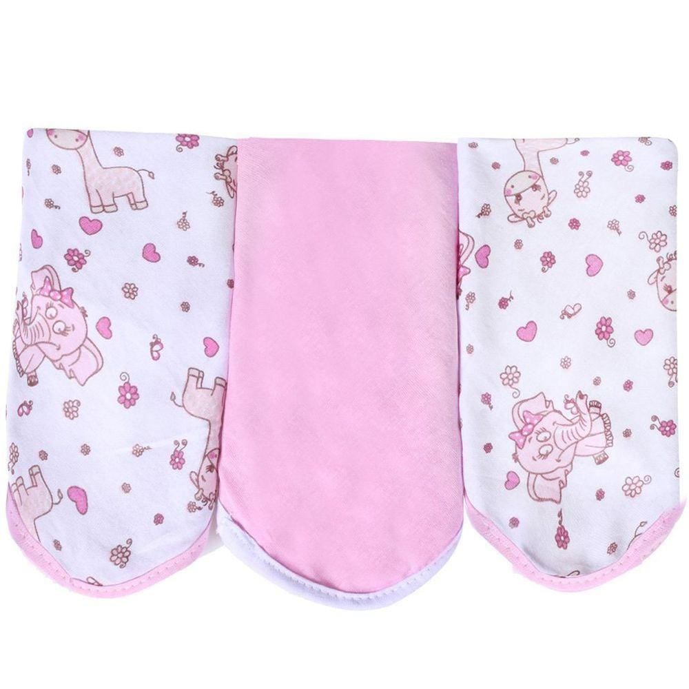 Kit Toalhinha De Boca Malha Para Bebê Rosa
