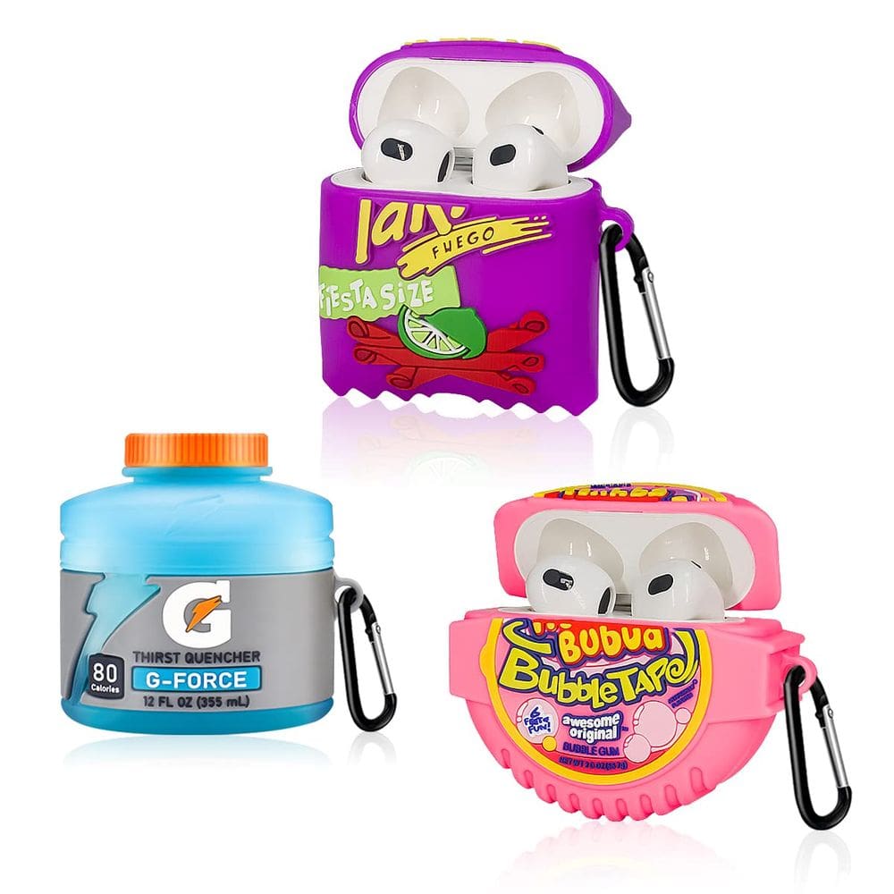 [Capa da capa] Pacote com 3 pacotes de comida de desenho animado 3D de silicone ZOICIP para Airpo