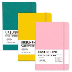 Caderno URSUNSHINE Ruled A5 128 páginas 100 g/m², pacote com 3 unidades com bolso