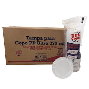 Tampa Para Copo 770Ml Transparente Sem Furo Pp C/500 Ultra