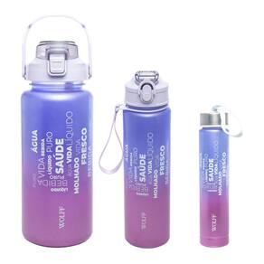 Conjunto 3 Garrafas Squeeze Degradê Roxo 20616 Wolff