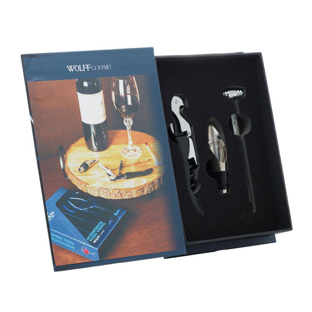 Conjunto 3 Peças para Vinho de Aço Inox 27593 Wolff