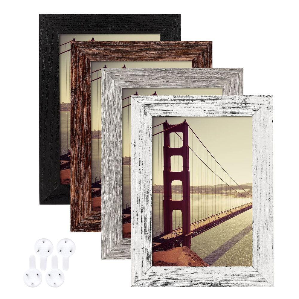 Porta-retratos BAIJIALI Distressed Farmhouse Wood 4x6, conjunto de