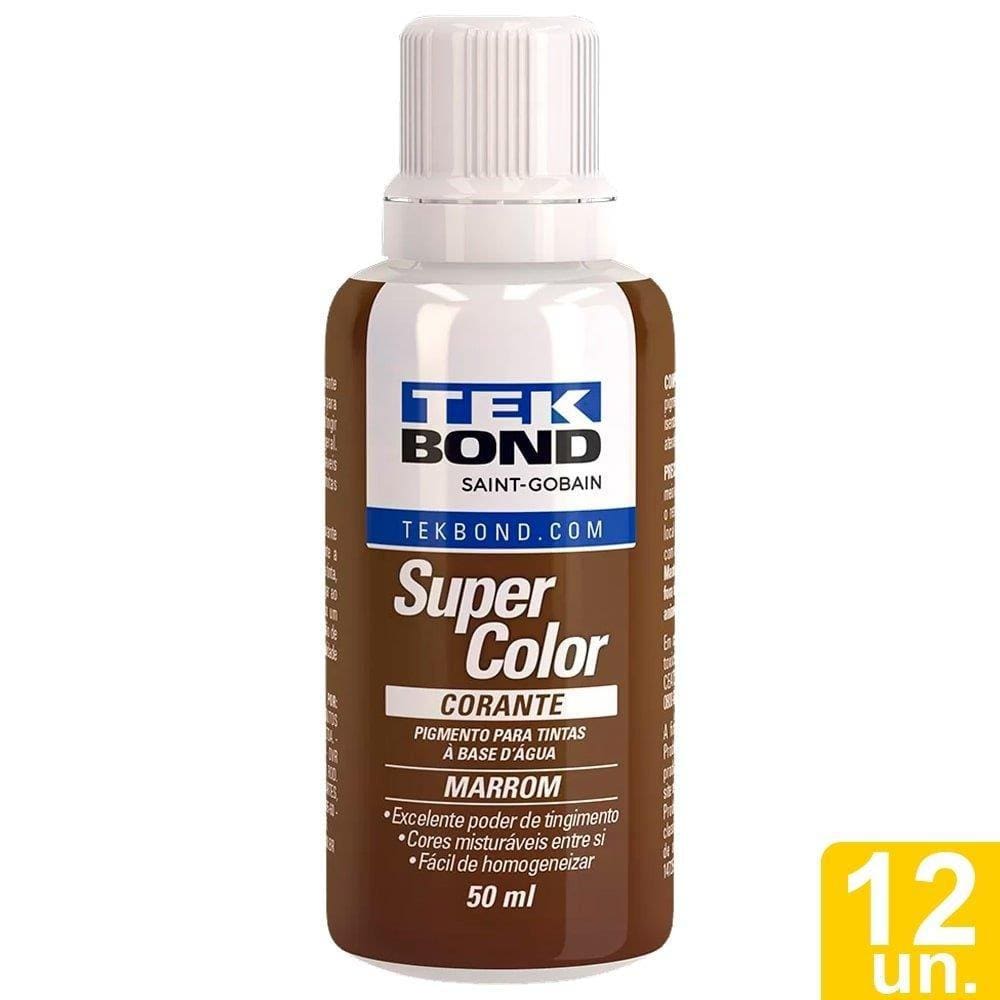 Corante Líquido Tekbond Marrom 50ml - Embalagem com 12 Unidades
