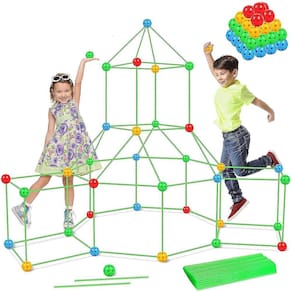 Kit de construção Kids Fort 87 unidades com castelos, túneis e tendas DIY