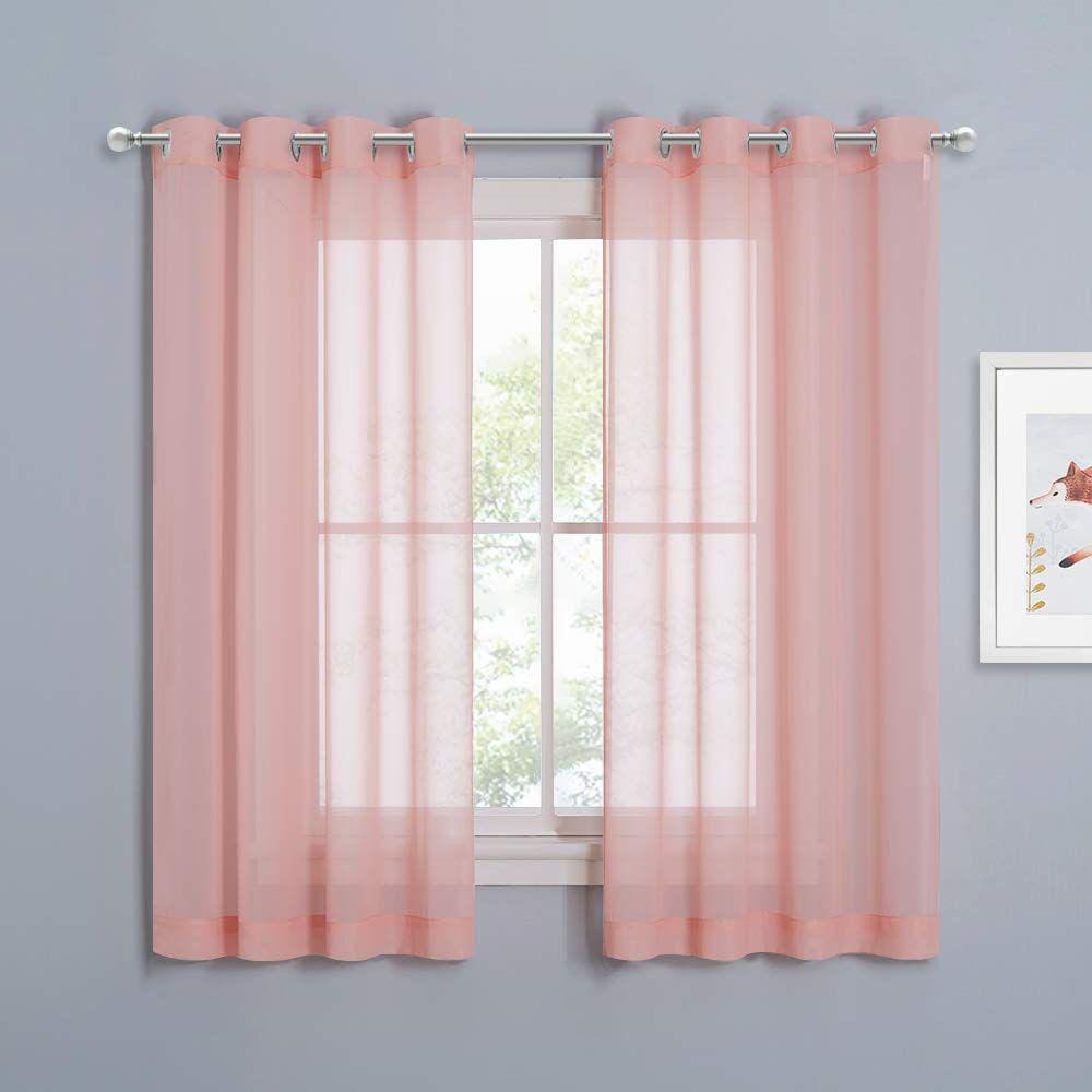 Cortinas transparentes NICETOWN Chiffon L63cm rosa (L54 x L63cm) 2 P