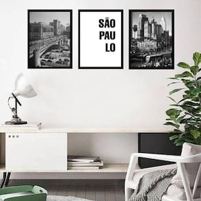 Kit 3 Quadros Fotografias Antigas São Paulo 45X34Cm