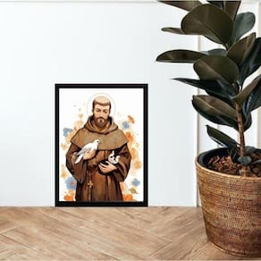 Quadro São Francisco De Assis - Aquarela 24X18Cm