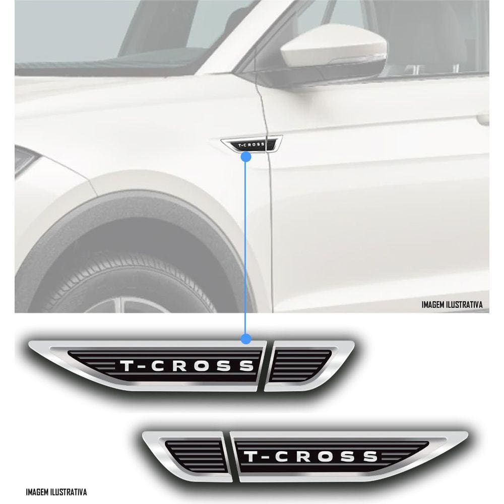 Par Emblema Adesivo Resinado Lateral Porta Vw T-Cross
