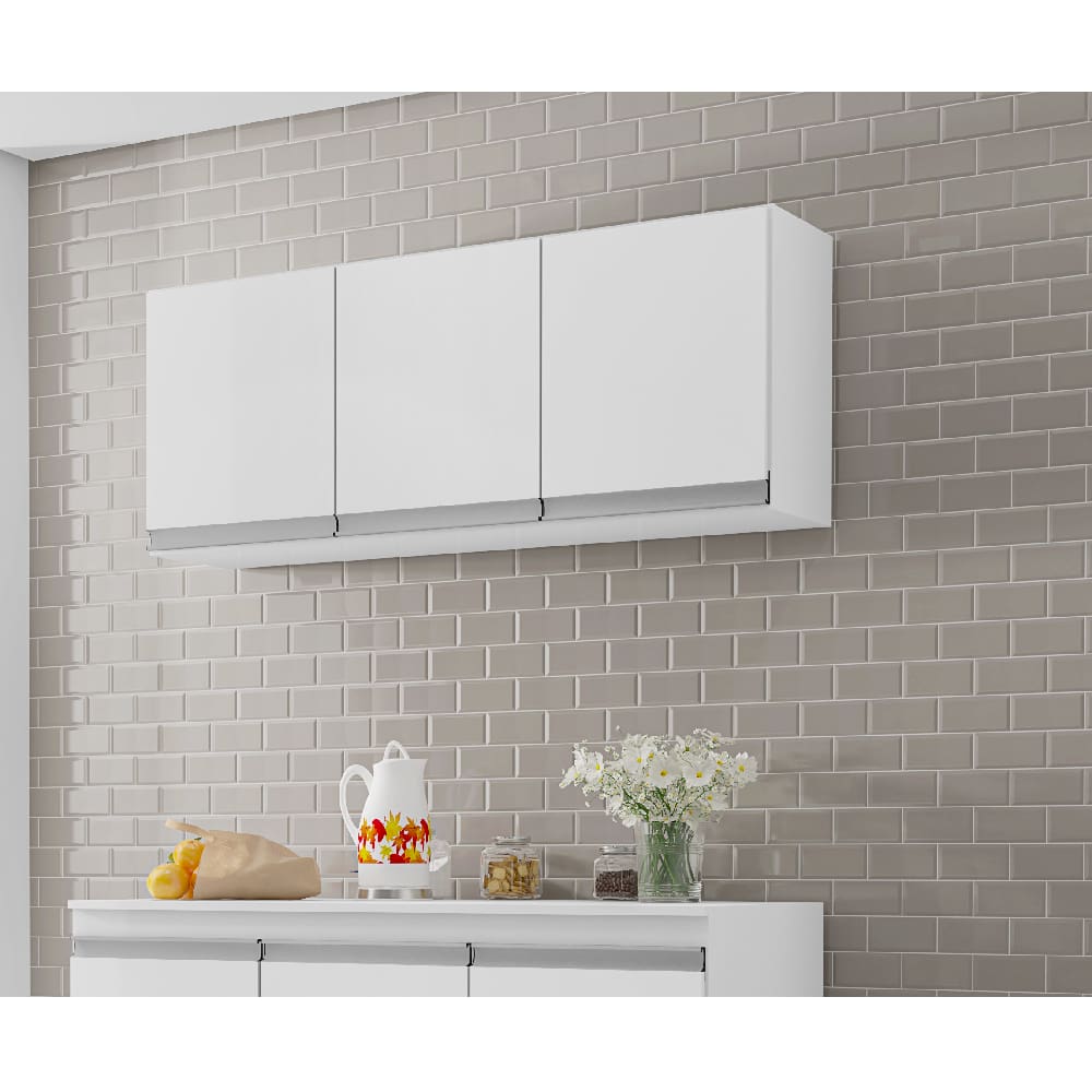 Armário de Cozinha Aéreo Andréia 120cm Branco - AJL Móveis