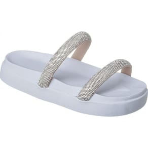 Papete Birken Sandália 2 Tiras de Brilho Strass Chinelo Feminino Moda Tendência Blogueiras.