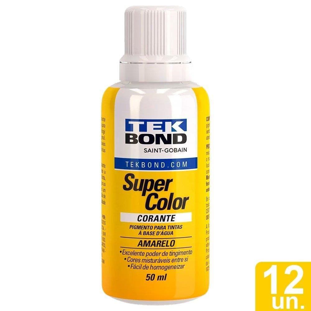 Corante Líquido Tekbond Amarelo 50ml - Embalagem com 12 Unidades