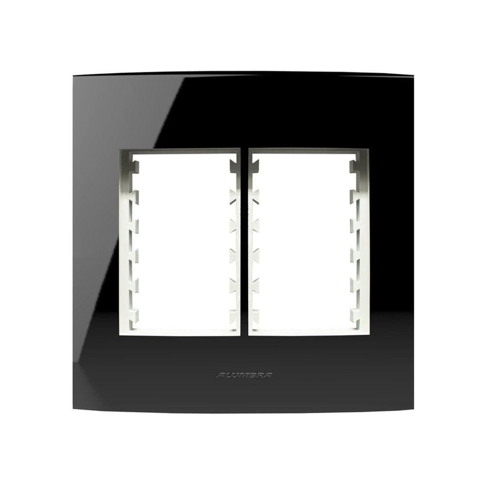 Placa 4X4 com Suporte Para 6 Módulos Inova Pro Class Alumbra Black Piano