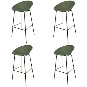 Kit 4 Banquetas Drops Rivattis Em Polipropileno Verde Base Desmontável Aço Verde