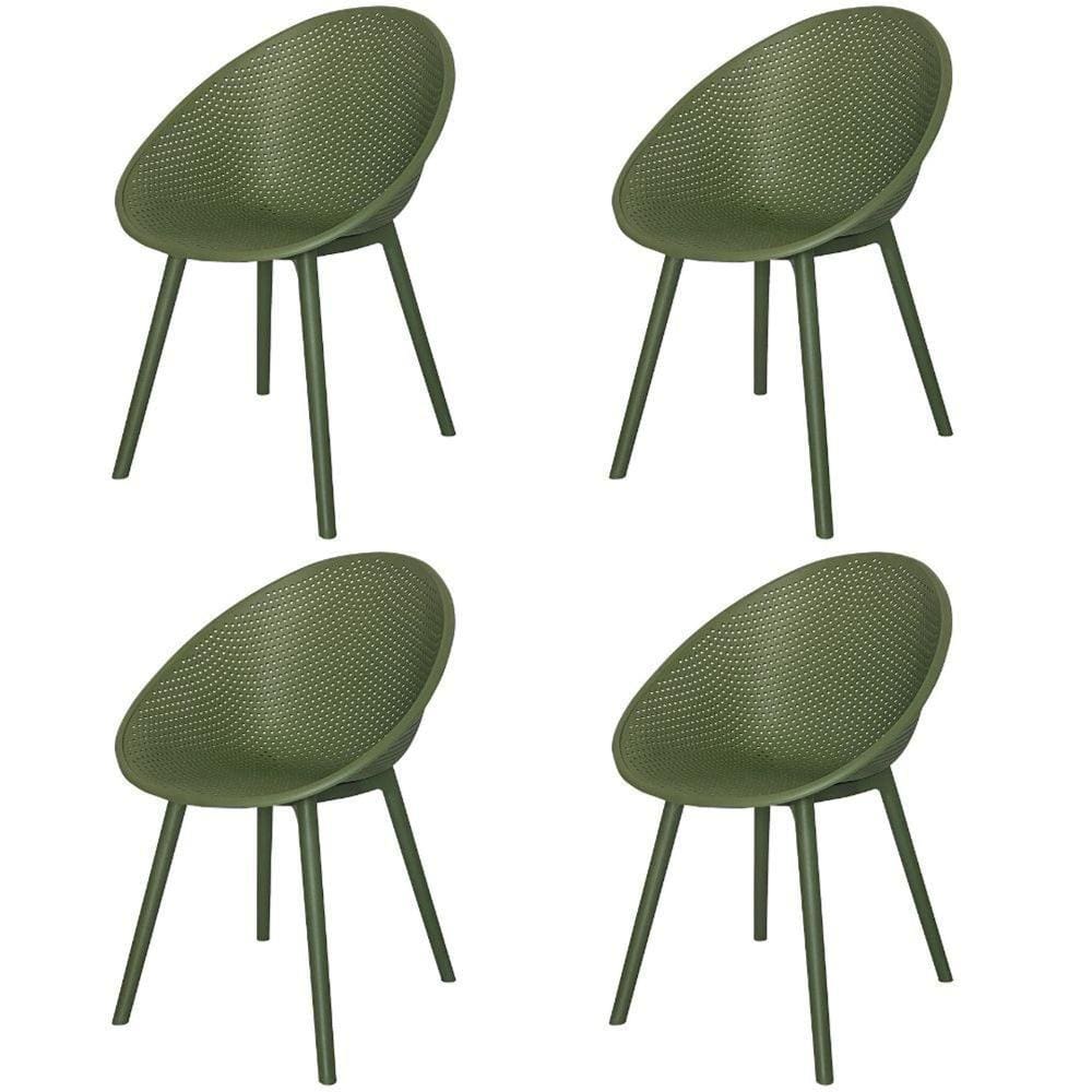 Kit 4 Cadeiras Drops Rivattis Em Polipropileno Verde Base Desmontável Verde