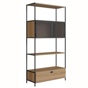 Estante Industrial York Artesano 90 cm (largura) em MDP Hanover Duas Portas Aço Preto