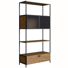 Estante Industrial York Artesano 90 cm (largura) em MDP Vermont Duas Portas Aço Preto