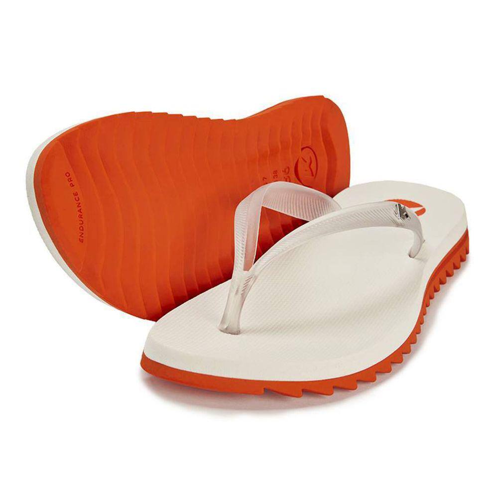 Chinelo Kenner New Ibiza Sem Estampa Flatform - Branco e Laranja