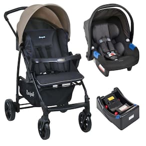 Carrinho De Bebê Ecco Cz Bege Bebê Conforto E Base