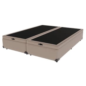 Cama Box Com Baú King Bege De Madeira 193cm Kazamix