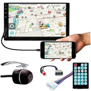 Multimídia 7" Polegadas Versa e March 2012 à 2021 Espelhamento Bluetooth USB SD Card + Chicotes + Câmera Ré