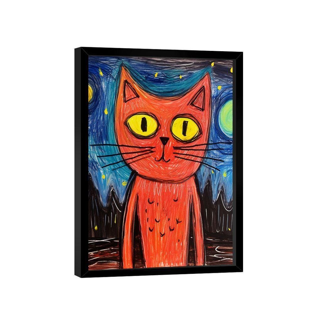 Quadro Gato Arte Da Escola -- Br Artes