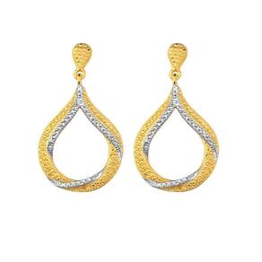 Argola Detalhes Diamantado Em Ródio - Banhada em Ouro 18k