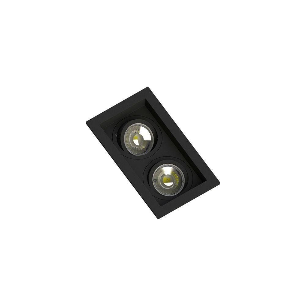 Spot Embutir Recuado Save Energy 2 Lâmpadas Mr16 Gu10 Bivolt Preto