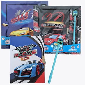 Kit Escolar Racing Car Com Cadeado e Lápis Com Acessório