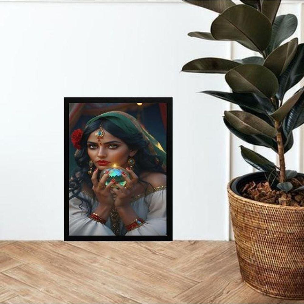 Quadro Cigana Com Bola De Cristal 45X34Cm - Com Vidro