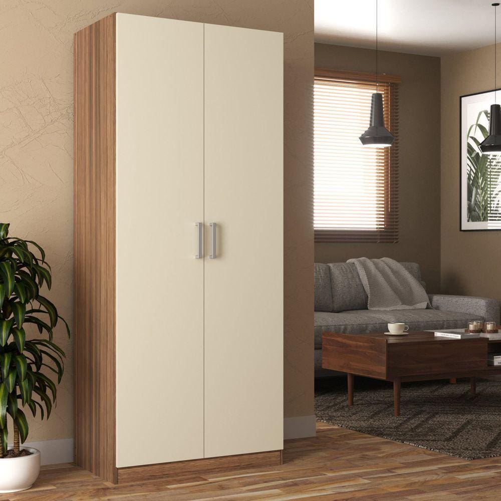 Guarda-roupa Compacto 2 Portas Monarca Castanho/OffWhite
