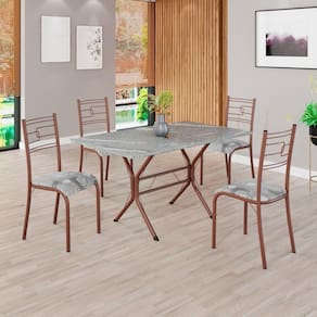 Conjunto Sala de Jantar Mesa Retangular 120x75cm Tampo Granito Topázio 4 Cadeiras Paraty Paraopeba / Marrom