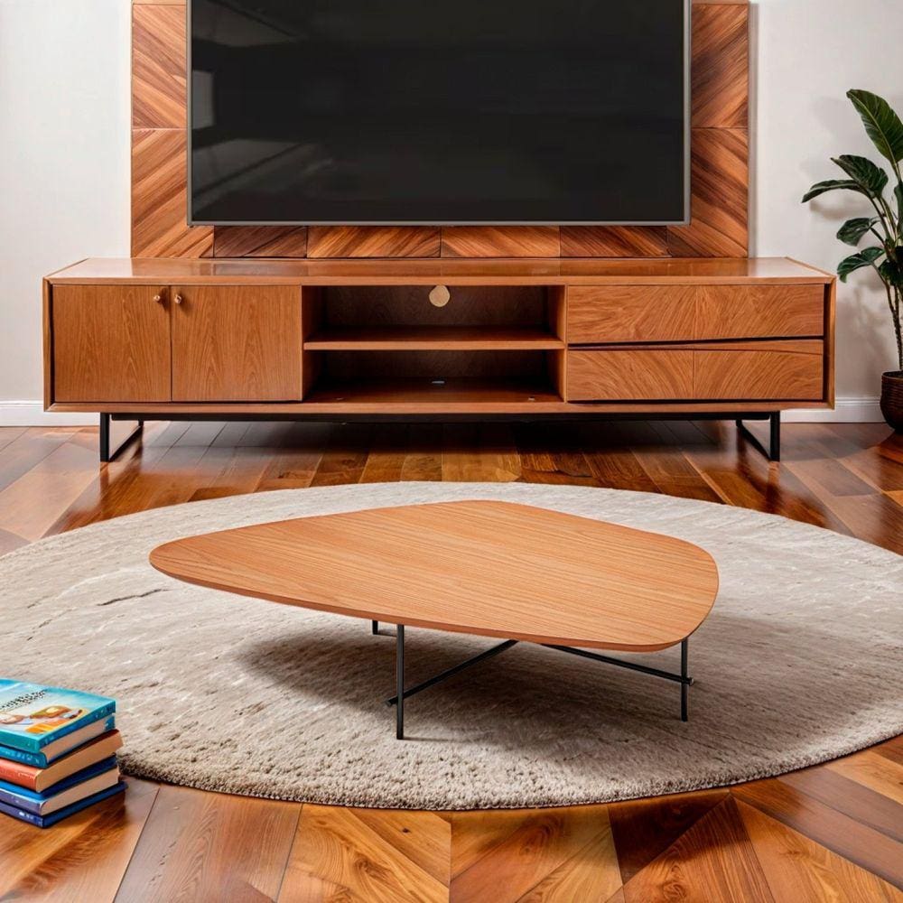 Mesa de Centro Capri Laminada Formato Orgânico 116x30 Madeira Mel