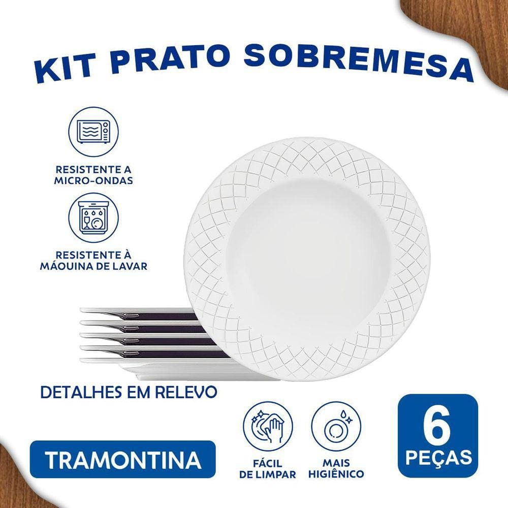 Jogo De Pratos Em Porcelana Tramontina 06 Peças Sobremesa