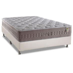 Cama Box Casal: Colchão Molas Ensacadas Anjos MasterPocket Richesse + Base CRC Courano White(138x188)