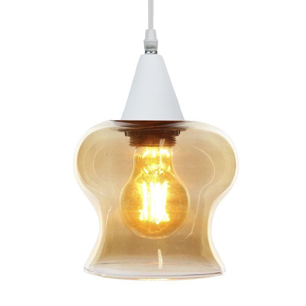 Lustre Pendente Taschibra Aisha Liso E27 Conhaque Bivolt Branco